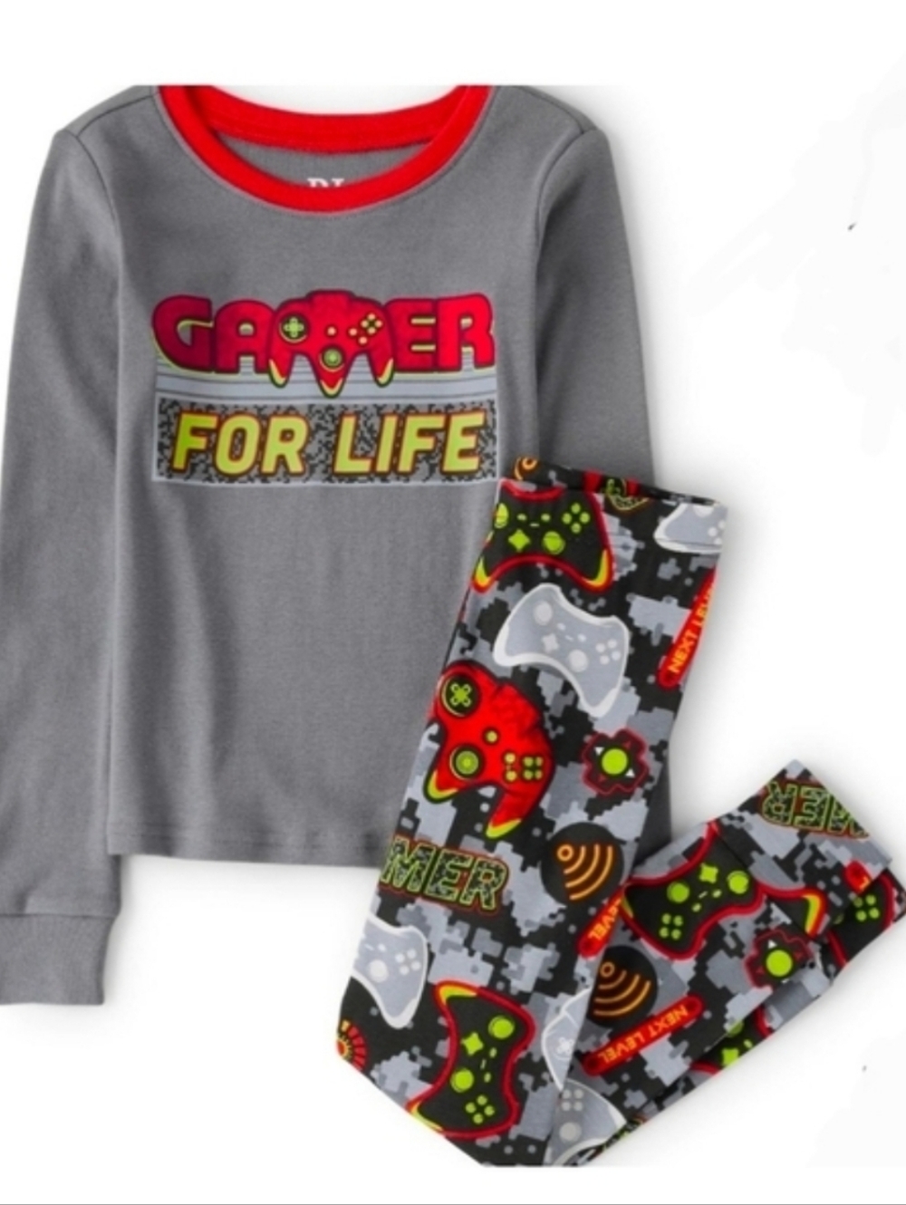 TCP - Boys Gamer For Life Snug Fit Cotton Pajama Set - Gray and Red - Size 14
